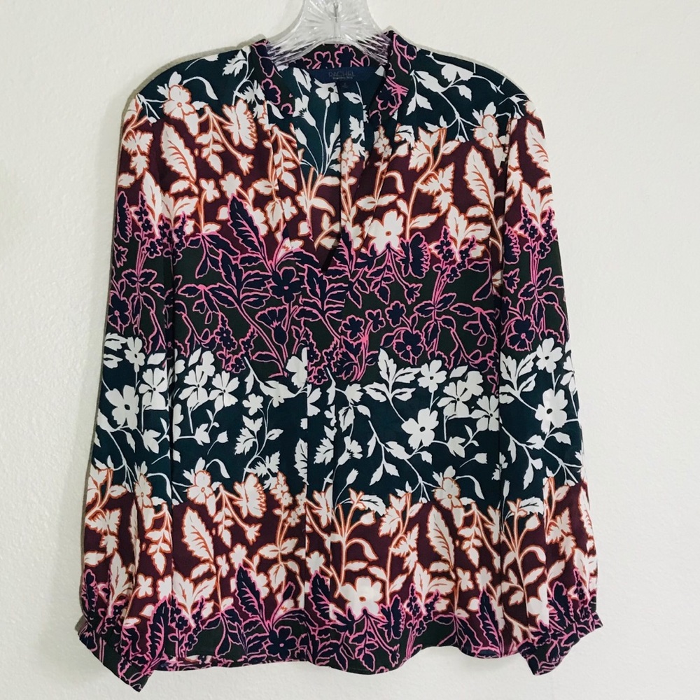 Rachel Roy Hawaiian print V neck blouse